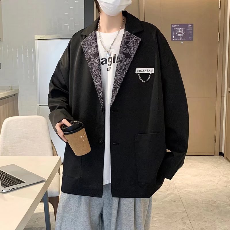 2024 otoño chaqueta de moda casual insignia de los hombres sentido del diseño tendencia de nicho chaqueta suelta de gran tamaño de estilo coreano