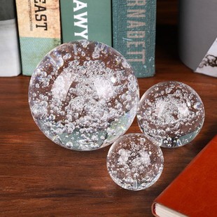 Factory k9 transparent white crystal bubble ball solid glass ball ice crack ball home decoration supplies rockery running water office