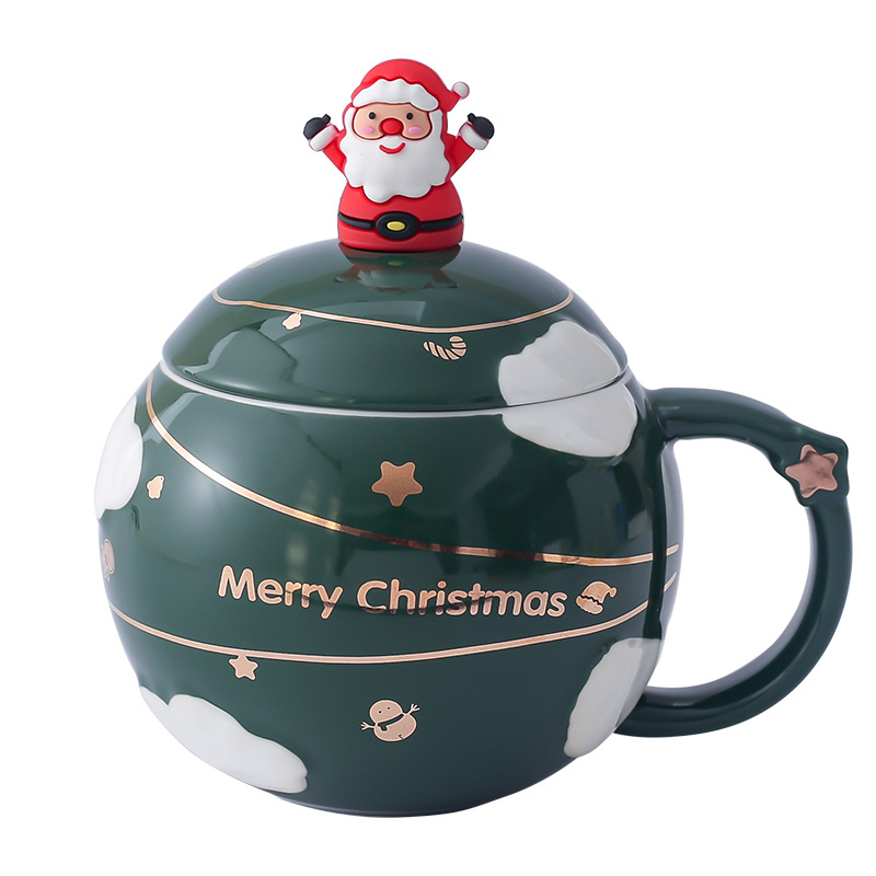 Creativo Navidad regalo Taza de cerámica Planeta de dibujos animados taza nórdica pareja taza de agua taza de café con tapa cuchara
