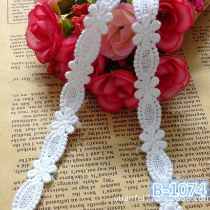 B-20厂家直销椭圆形细窄花朵水溶棉花边DIY服装辅料1.2cm批发混批