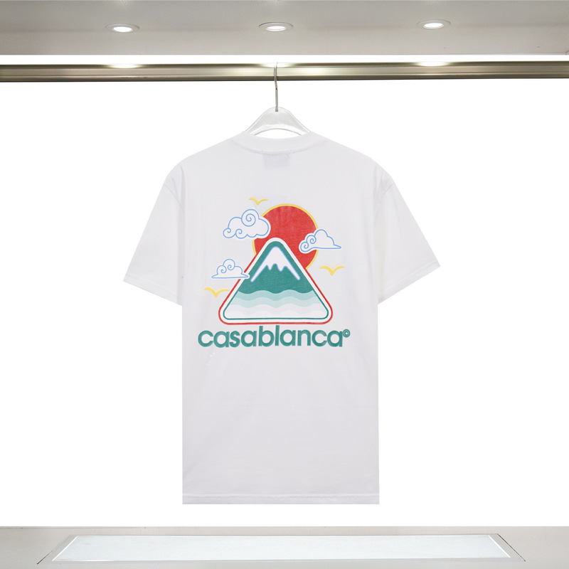カサブランカ トレンド 半袖 夏新作 グリーン 三角文字 CASA テニスコート プリント Tシャツ|undefined