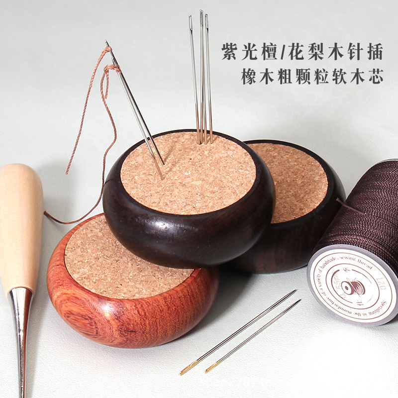 Black Walnut Needle Insertion Beech Needle and thread Insertion Handmade DIY Bead Needle Hand-sewn Solid Wood Storage Core Can be Changed