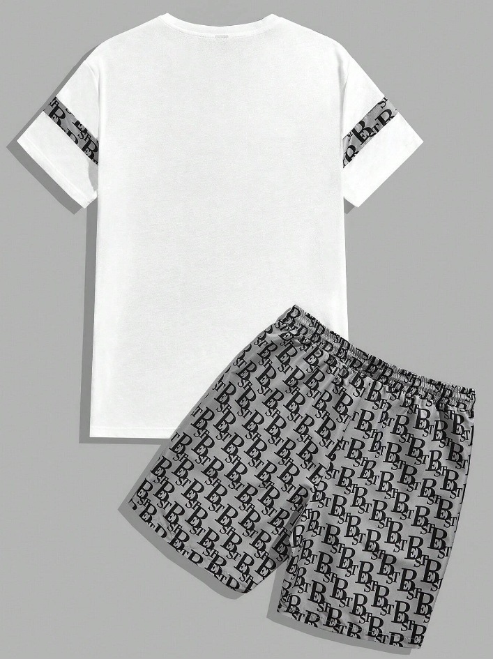 Men's Light Luxury Summer T-Shirt And Shorts Set High Street Casual Sports Wear With Short Sleeves_viptrois.com