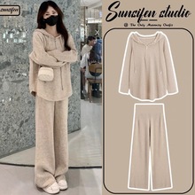 孕妇装春秋新款宽松长袖上衣韩版网红时尚休闲外出遮肚辣妈一整套