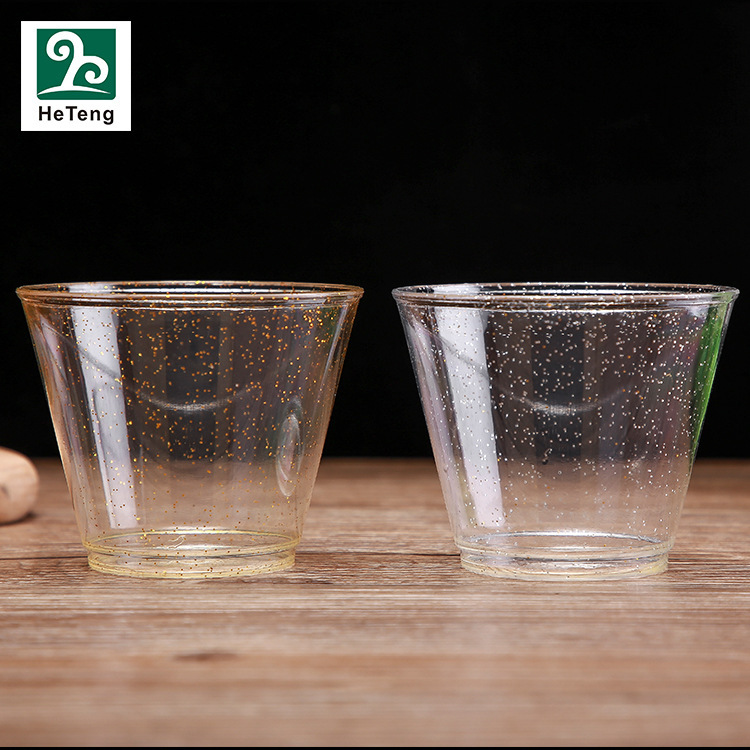 Heten Wholesale 9oz Glitter Gold 270ml Cup Plastic Cup Ps Airline Cup 9oz