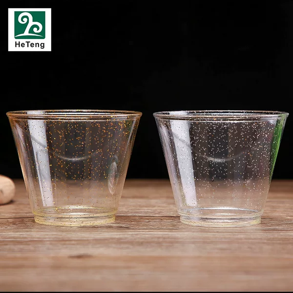 Heten Wholesale 9oz Glitter Gold 270ml Cup Plastic Cup Ps Airline Cup 9oz