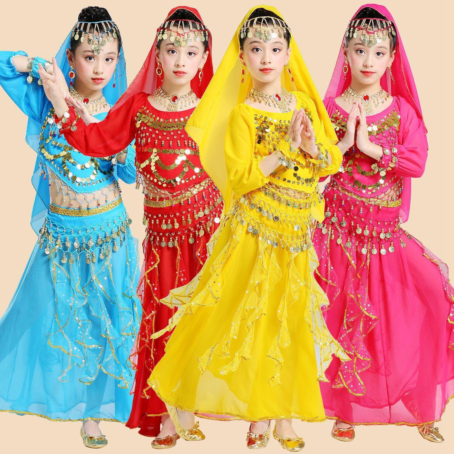 Children's Indian dance performance costume, belly dance set, dance outfit, Children's Day dress, folk dance performance costume