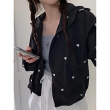 P 35697 Sweet Heart Print Windbreaker ����ӡ������
