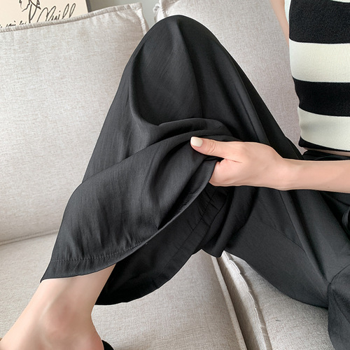 Wide-leg pants for women 2023 summer thin new style pleated lazy style thin belt autumn and winter high-waisted Japanese casual floor mopping pants