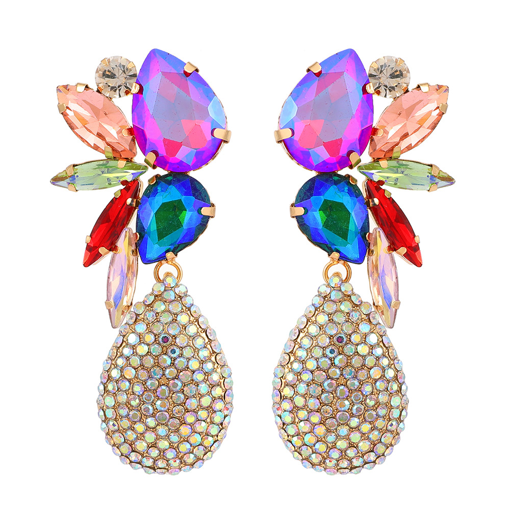 Retro Lady Ethnic Style Water Droplets Rhinestone Inlay Artificial Gemstones Women's Drop Earrings display picture 2