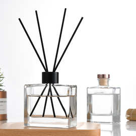 扁方玻璃香水瓶通透材质扩香无火香薰瓶藤条挥发精油分装瓶空瓶