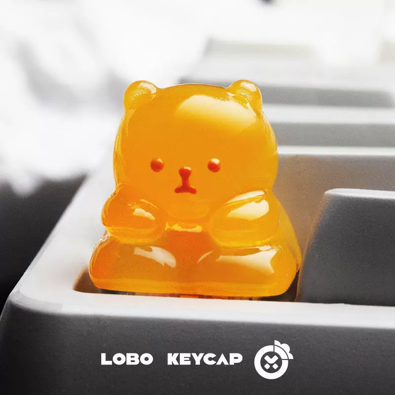 【LOBO Original】Кейкап «Медвежонок» желейный полупрозрачный, персонализированный кейкап из смолы для механической клавиатуры
