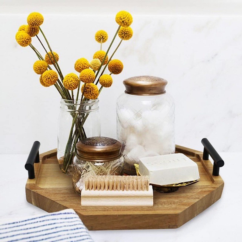 bandeja de madera multifuncional con mango bandeja de almacenamiento de artículos diversos bandeja de desayuno de hotel familiar atmósfera bandeja de té de la tarde