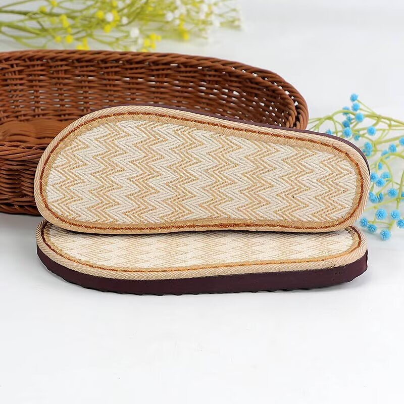 Ruziniu Comfortable Linen Sole Thick-Soled Handmade DIY Woven Non-Slip Wear-Resistant Home Slipper Sole Dark Brown