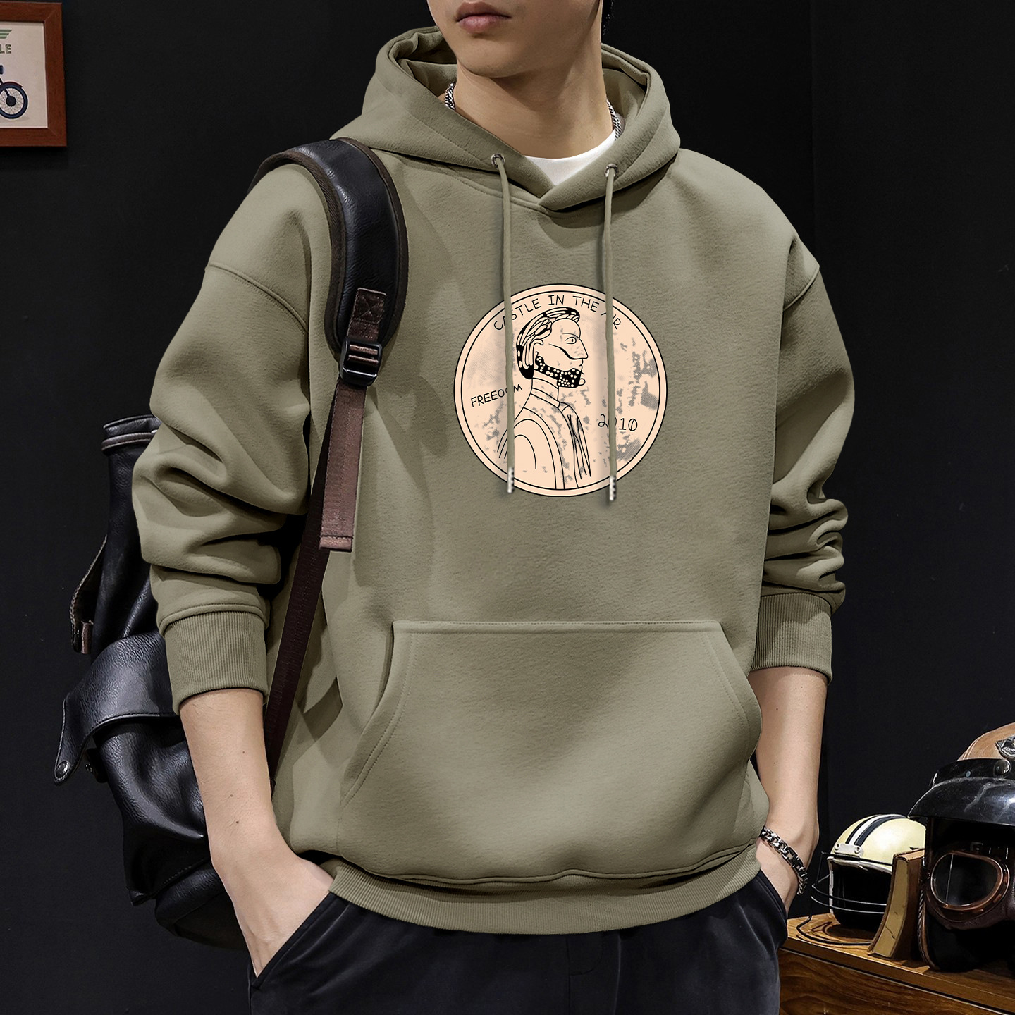 Chaqueta con capuz de moda masculina primavera y otoño nuevo tipo suelto simple pareja con chaqueta de lana de hombre