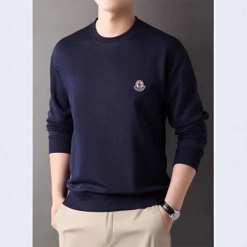 Cross-Border Large Size Round Neck Versatile Velvet Sweatshirt Monc Small Badge Embroider Men's and Women's Velvet Sweater Warm Top