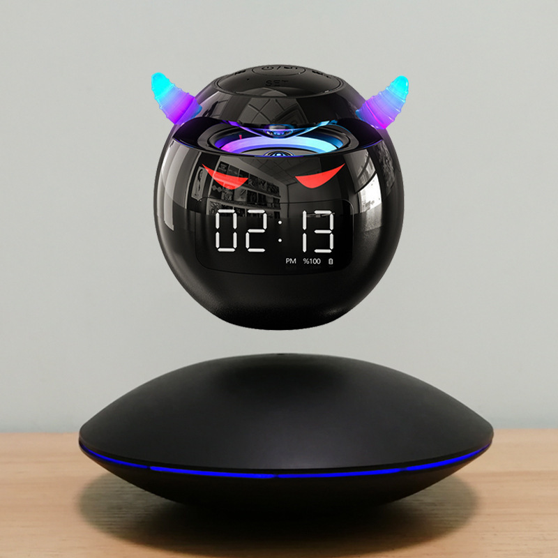 Free Shipping Magnetic Levitation Audio Ai Intelligent Dialogue Wireless Bluetooth Speaker Clock Alarm Clock with Plug-In Card Heavy Bass