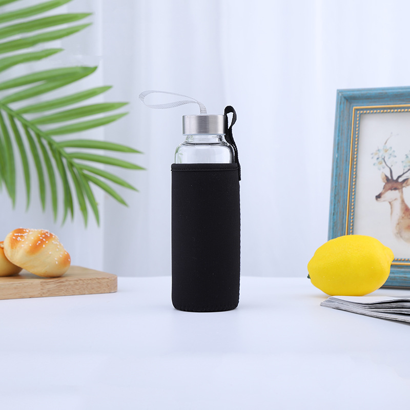 Comercio exterior nuevo vidrio de una sola capa deportes al aire libre taza de agua coche de gran capacidad caja de silicona portátil botella de agua regalo