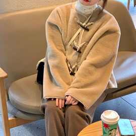 2025冬季新款牛角扣甜美休闲加厚韩版皮草外套女毛毛大衣