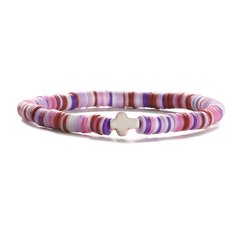Amazon 6mm de color de cerámica suave cuentas elásticas cuentas pulseras cruz pulseras de regalos para hombres y mujeres
