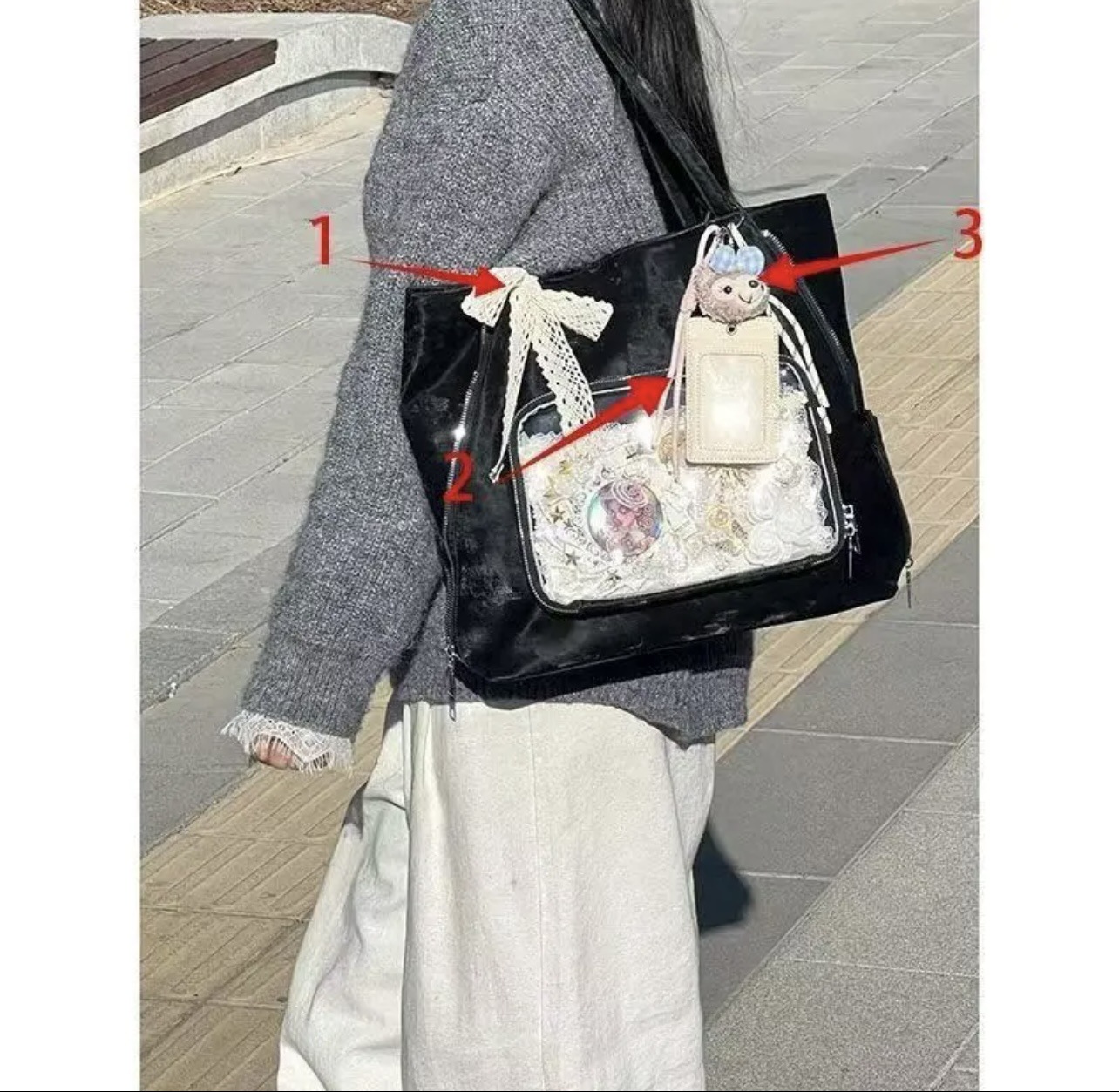 검은색 선물 리본 + 컬러 로프 + 작은 고양이 머리