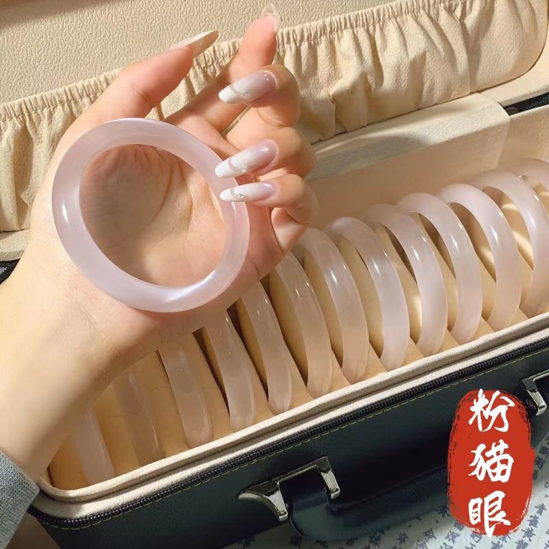 猫眼手镯高级感女白月光冰蓝手链小红书款渐变饰品批发猫眼石手镯|undefined