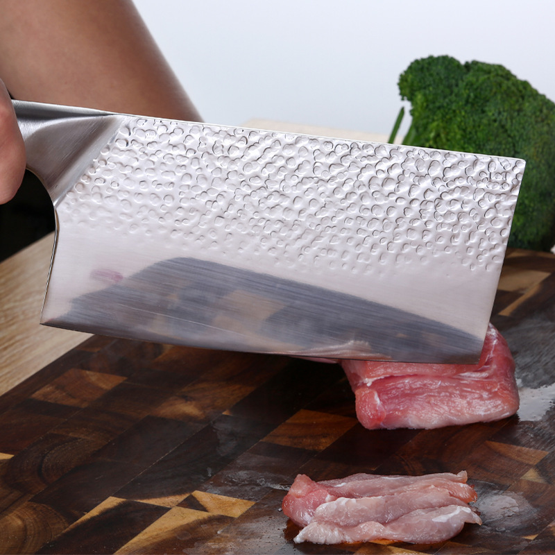 Fábrica directa mango de madera de color de cocina cortar huesos cortar verduras afiladas cuchillo casero martillo de acero inoxidable forjado cortador