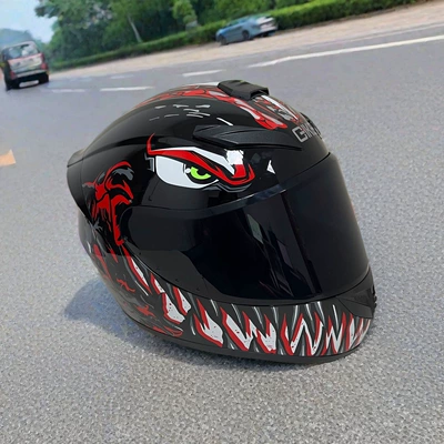 Motorcycle Full-Face Helmet for Men and | Motosiklet kaskı (dəbilqə) - red-devil-black-lens-l-head-circumference-57-58-weight-60-65kg