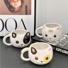 zakka杂货 黑白猫陶瓷杯陶瓷工艺品马克杯牛奶杯创意猫咪杯子