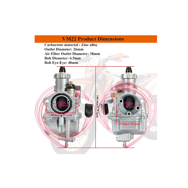 Motosierra accesorios VM22 carburador 26mm adecuado para la Bici XR50 CRF70