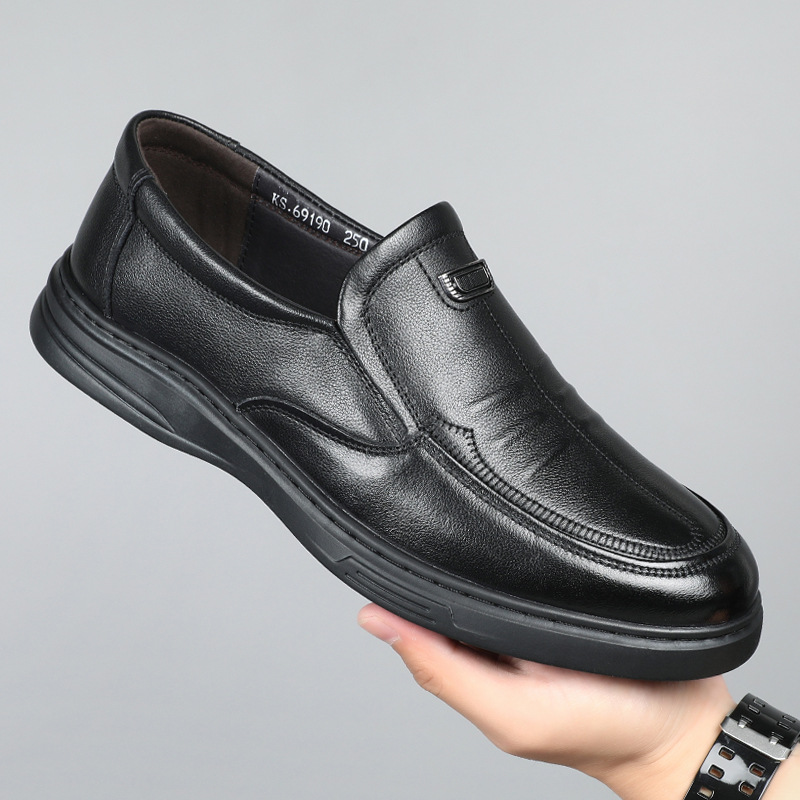 Genuine Leather Men's Shoes, First-Layer Cowhide, High-End Men's Business Shoes, Spring and Autumn Breathable Men's Casual Leather Shoes, Soft Sole, Non-Slip