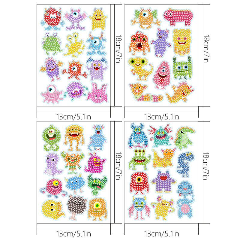 Venta caliente de dibujos animados alpaca diamante pintura gratis pegatinas DIY pegatinas ladrillo pintura pared pegatinas niños hechos a mano pegatinas ronda diamante