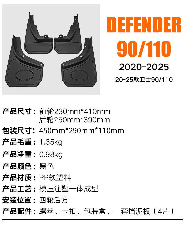 Suitable for Land Rover Defender Defender 90/110 2020-2025 foreign trade cross-border car fender leather