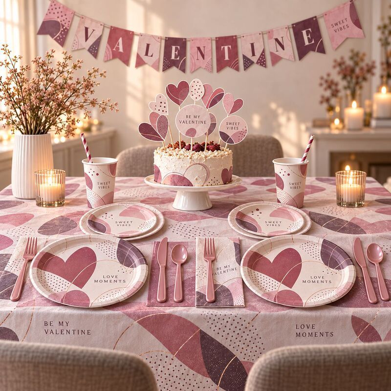 Retro Red Heart Valentine's Day Party Tableware Set Romantic Theme Disposable Paper Plates Paper Cups Paper Towel Supplies Retro Red Heart Valentine's Day Party Tableware Set Romantic Theme Disposable Paper Plates Paper Cups Paper Towel Supplies