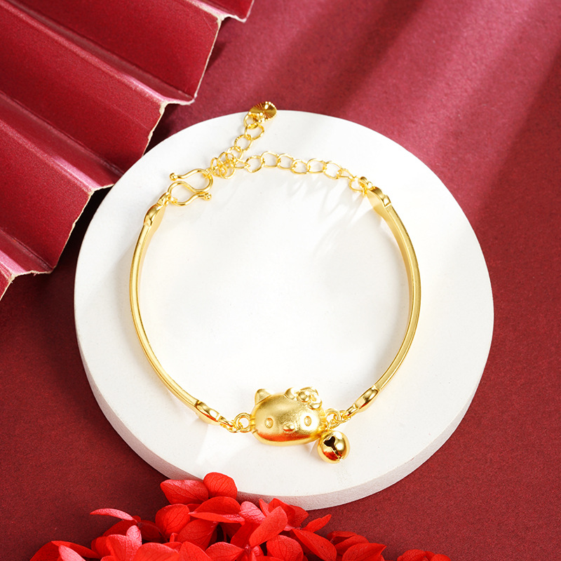 Brazalete de oro de arena vietnamita retro brillante TK gatos brazalete ligero lujoso versátil no se desvanece joyas al por mayor