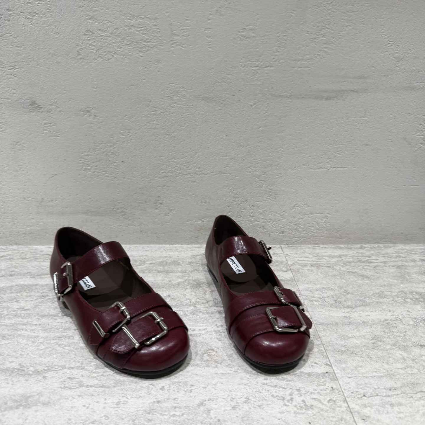 Op voorraad: JJ-6 Nieuwe damesschoenen van zacht leer, plat model, retro, met dubbele gesp, Mary Jane-model, met één bandje._voghion.com