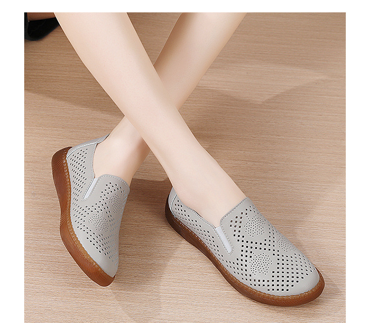 Lederschuhe für Damen Doudou-Schuhe mit Rindersehnensohle Mittleres Alter und Mutterschuhe Flache, rutschfeste Lederschuhe Weiche Sohlen werden der Schuhe nicht müde_voghion.com