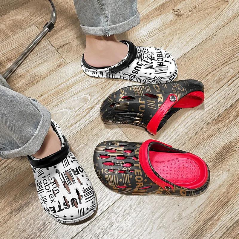 学生洞洞鞋男夏外穿情侣包头凉拖鞋女大码透气防滑新款软底沙滩鞋