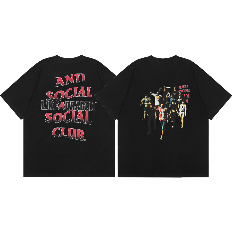 Versión correcta ASSC Club de dibujos animados relámpago impresión conjunta cuello redondo de los hombres Jersey pareja manga corta Camiseta moda