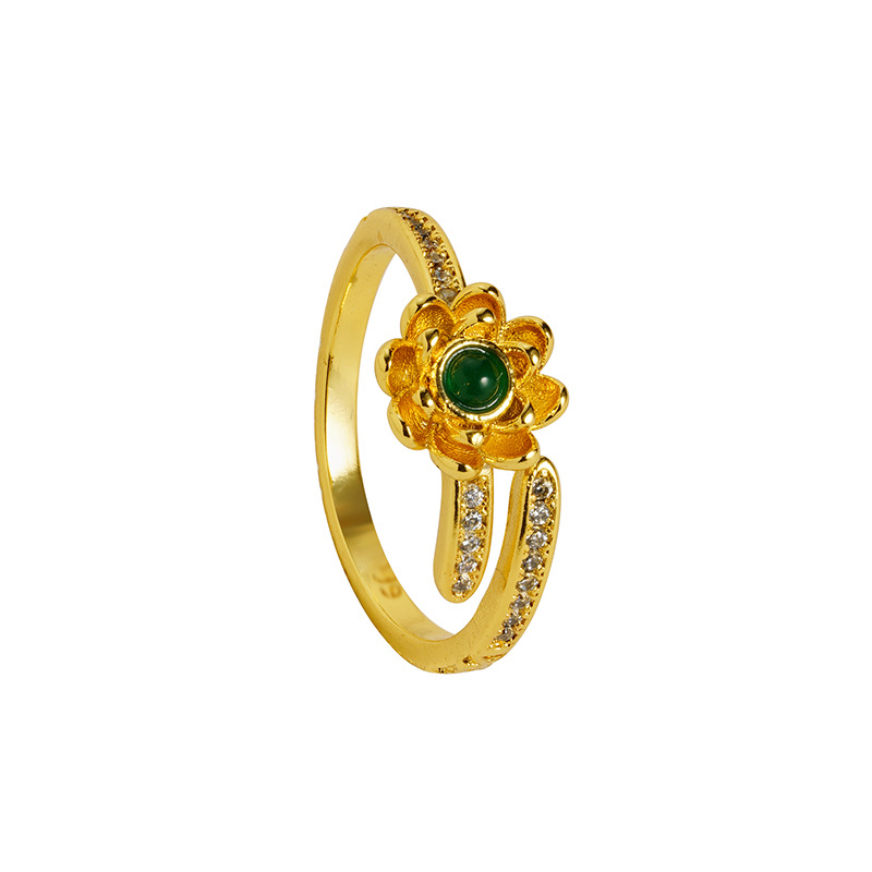 Gufa Sha oro micro flor anillo pétalos de latón dorado estilo nacional retro joyas Yiwu accesorios al por mayor