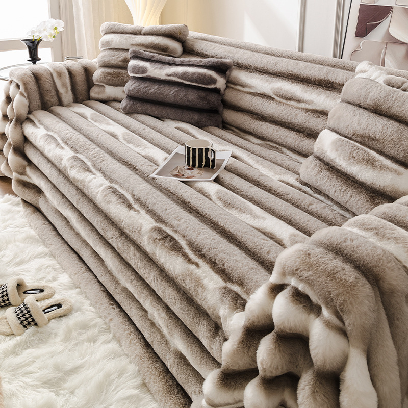 Housse De Canapé En Fourrure De Lapin Synthétique Confortable_voghion.com