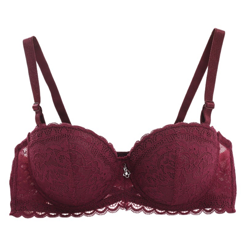 Shantou spot sujetador encaje 1/2 media taza tipo ajuste superior correa de hombro extraíble tubo superior ropa interior sujetador femenino