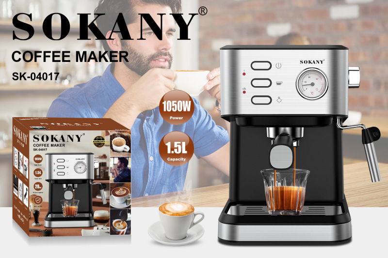 SOKANY04017咖啡机家用小型半自动高压蒸汽式打奶泡一体coffee|undefined