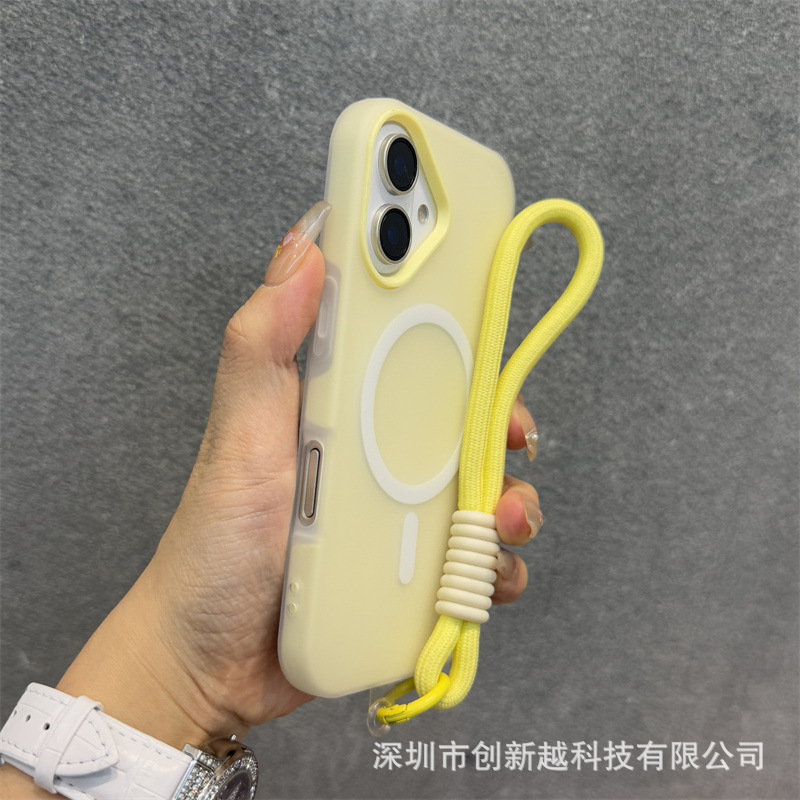 Apple 16promax ゼリー肌感触ツーインワン携帯電話ケース iPhone17 つや消し磁気吸引 15 ストラップカバーに適しています。|undefined