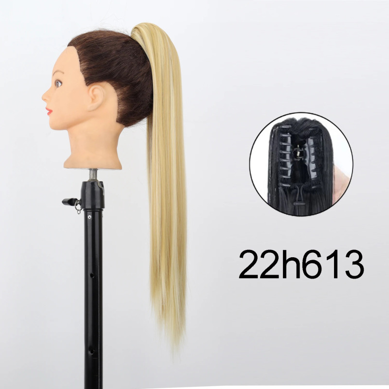 22inch 爪クリップストレートヘアポニーテール化学繊維かつら女性ロングストレートふわふわハイポニーテール|undefined