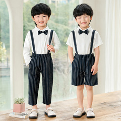 兒童套裝春夏新款韓版短袖背帶褲兩件套男童六一主持合唱表演禮服