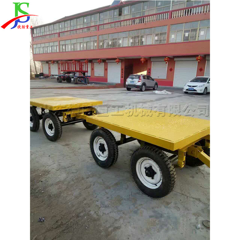 remolque de placa plana para contenedores de muelle de transporte portuario móvil con dirección de cuatro ruedas de trolley remoto