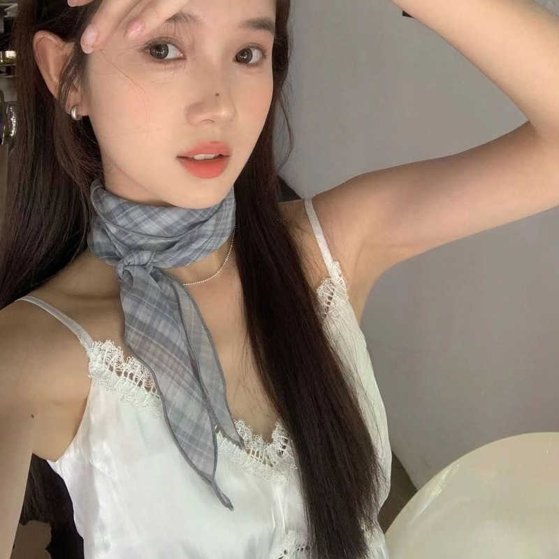 韩系黑白波点丝巾系脖发带女2025新款高级感气质甜美百搭飘带颈链|undefined