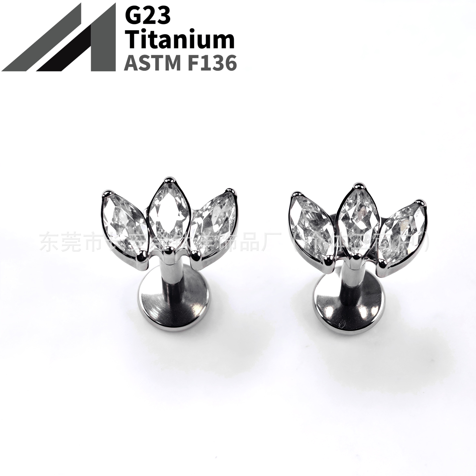 16G labret stud size and finish detail