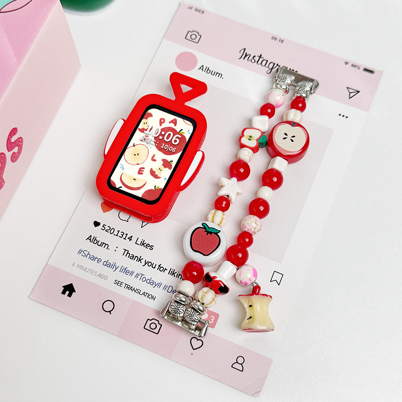 Suitable for Huawei Band 10 Strap 9/8 New Beaded Apple Accessories Honor Band 10/9 Fashion Women's Model